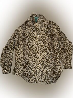 94. Lauren Ralph Lauren Animal Print Button-Down Silk Shirt